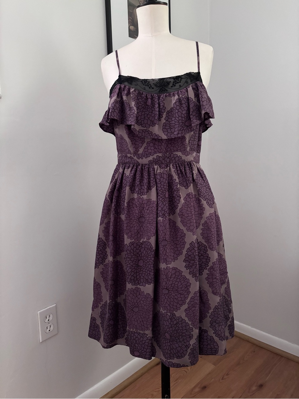Anthropologie Silk Floral Print Dress